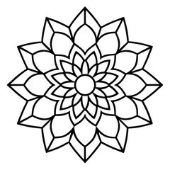 Mandala line art silhouette with white background