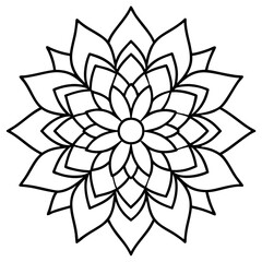 Mandala line art silhouette with white background