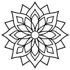 Mandala line art silhouette with white background