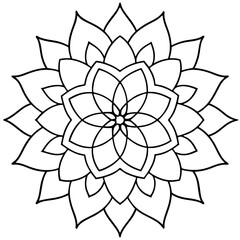 Mandala line art silhouette with white background