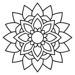 Mandala line art silhouette with white background