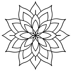 Mandala line art silhouette with white background