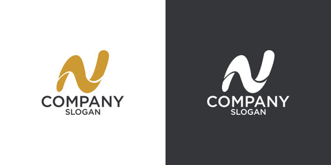letter N abstract geometry logo vector design