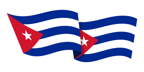 Vector illustration of wavy Cuba flag on transparent background
