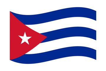 Vector illustration of wavy Cuba flag on transparent background