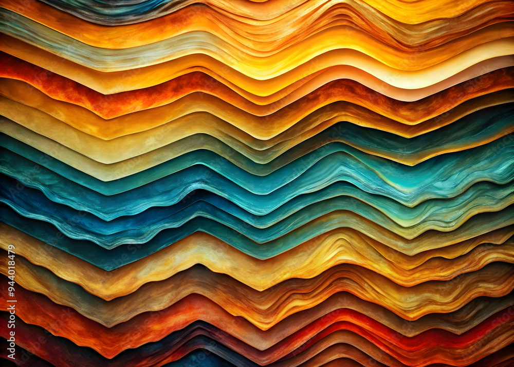 Poster abstract layered waves: a mesmerizing abstract background with layered waves of vibrant colors, evok