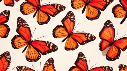 A pattern of butterflies in flight, with detailed wings and delicate, curved lines