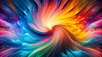 Obraz premium Cosmic Swirl of Colors: A vibrant vortex of colors erupts in a mesmerizing display of digital art, blending hues of blue, orange, and purple in a captivating spectacle. 