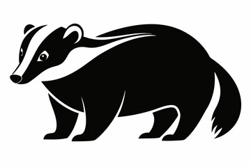 Silhouette of badger vector illustration, Honey Badger vector silhouette 

