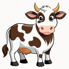 Cartoon Cow with Brown and White Spots