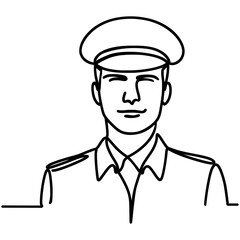 Single continuous line drawing of soldier in military uniform. Minimalism concept one line draw graphic design vector illustration