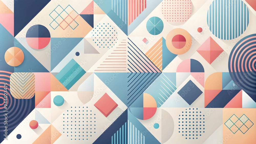 Poster abstract geometric pattern: a vibrant and colorful abstract geometric pattern with a blend of bold c