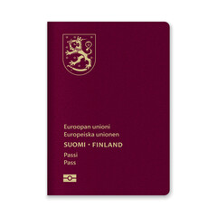 Finland Passport Cover with Gold Emblem and Text