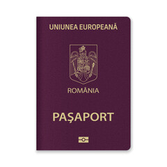 Romania Passport Cover with Gold Emblem and Text