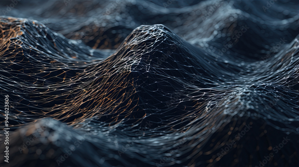 Poster scientific abstraction with futuristic textured tissue waves. tech background with close-up wave bio