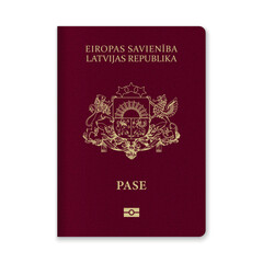 Latvia Passport Cover with Gold Emblem and Text