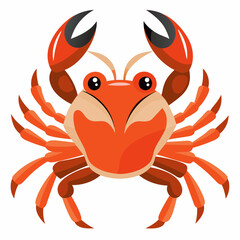Cartoon Illustration of a Red Crab with Big Eyes