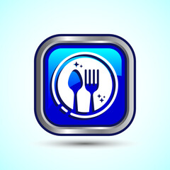 Eating Icon Button Design Illustration. Fork, Spoon, Restaurant icon