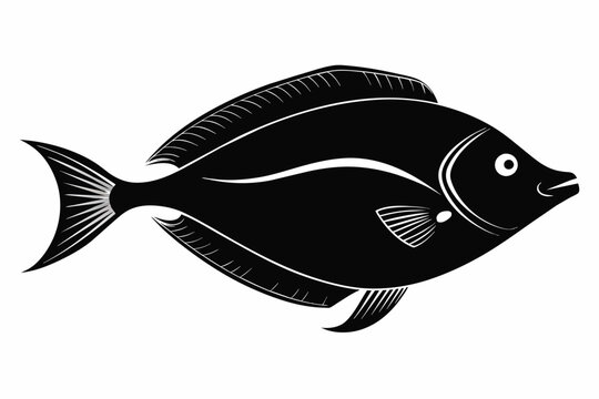 recommend clip art: Flounder fish silhouette black vector art illustration