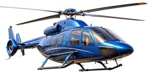 Fototapeta premium Blue Helicopter - 3D Rendering, Side View, Glossy Blue Finish, Powerful and Modern Design