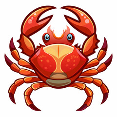 Fototapeta premium Cartoon Illustration of a Red Crab with Big Eyes