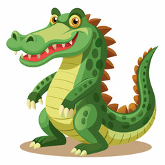 Fototapeta premium Cartoon Green Crocodile with Open Mouth and Claws