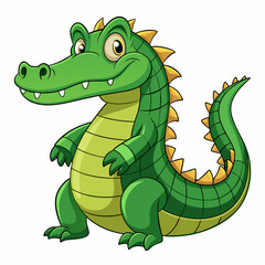 Naklejka premium Cartoon Crocodile with a Smiling Expression