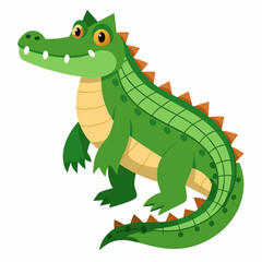 Obraz premium Cartoon Green Crocodile with Orange Spikes