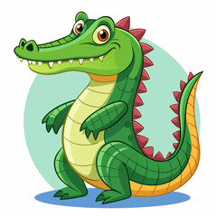 Cartoon Crocodile with Red Spikes and a Big Smile