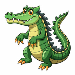Cartoon Crocodile with Open Mouth and Sharp Teeth