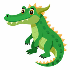 Cartoon Green Dragon with Orange Spikes and Big Eyes