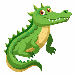 Fototapeta premium Cartoon Illustration of a Green Crocodile with a Grin