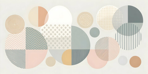 Geometric Harmony: A captivating abstract design of geometric shapes in soft, muted tones. The subtle interplay of curves and lines creates a soothing and contemporary aesthetic. 