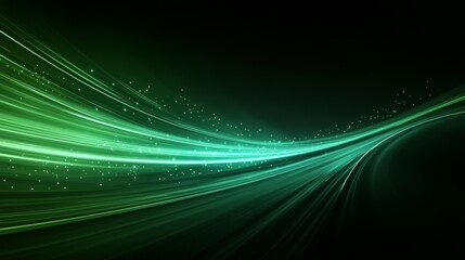 Abstract Green Light Streaks in Motion
