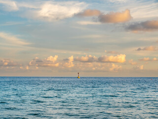 Seascape view with white sand, quiet beach, clear sea water, blue sky in summer of Koh Samet (Samet Isalnd) in Thailand