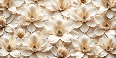 Creamy Magnolia Bloom A Close-Up Perspective of Delicate Petals and Golden Centers