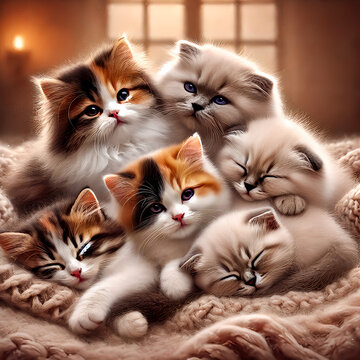 Charming Kittens in Modern Minimalist Interiors
