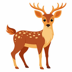 A Cartoon Illustration of a Spotted Deer with Antlers