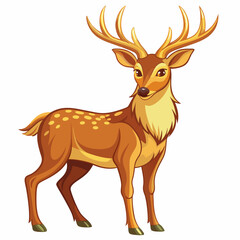 A Cartoon Illustration of a Brown Deer with Antlers