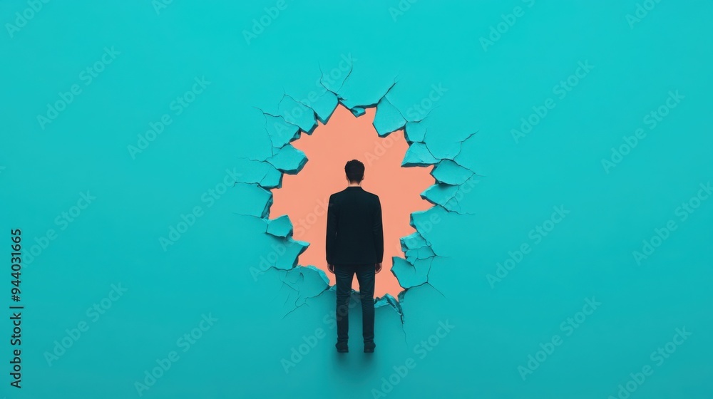 Poster a person standing before a shattered mirror, each fragment reflecting a different emotion, symbolizi
