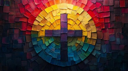 Abstract Expression of Faith Through Colorful Mosaic