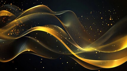 Abstract Golden Waves with Glittering Particles