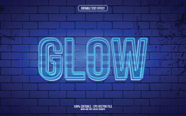 Obraz premium Glow neon style 3D editable text effect