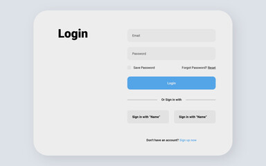 Login form template for desktop designs.