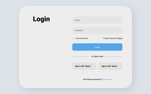 Login form template for desktop designs.
