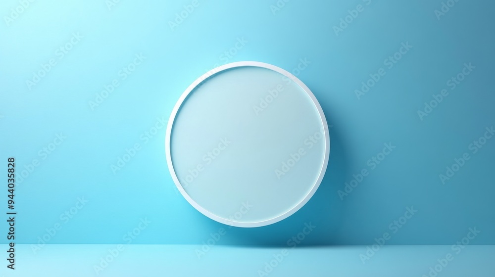 Wall mural Minimalist Oval Mirror on Light Blue Wall