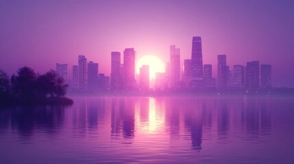 Obraz premium City Sunrise Reflections