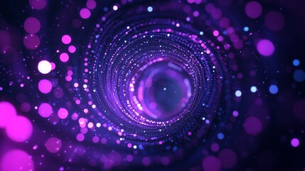 Abstract pattern of stage lights, spiraling around a central point, deep purple hues, intense focus, dramatic mood