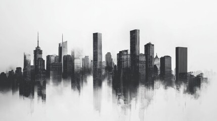 Fototapeta premium Urban Skyline in Monochrome