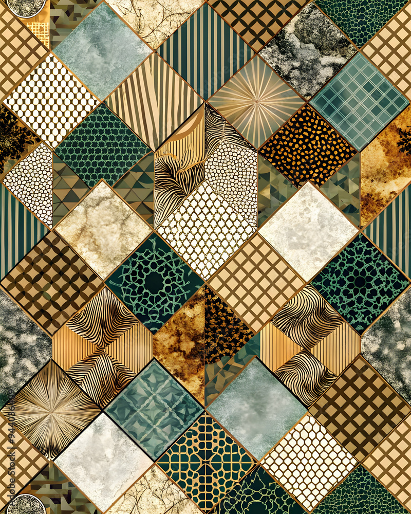 Poster geometric abstract pattern: a mesmerizing blend of textures and patterns, this abstract design featu